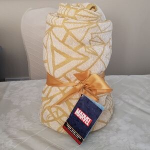 Disney Parks Marvel Avengers Gold Throw Blanket 72 X 60 NWT